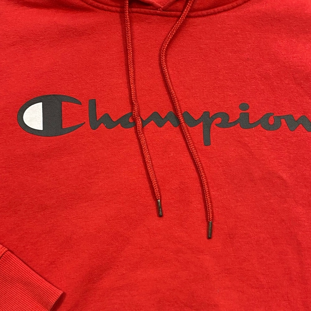 Champion Hoodie Sz 2XL Mens Red Streetwear Script Logo Pullover Shirt Sweatshirt - Picture 3 of 8